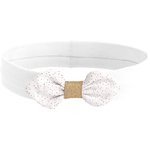 Jersey knit baby headband white sequined - PPMC
