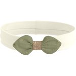 Jersey knit baby headband almond green with golden dots gauze - PPMC