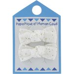Small bows hair clips white sequined - PPMC