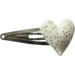Heart hair-clips white sequined - PPMC
