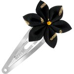 Barrette clic-clac fleur étoile  paille dorée noir - PPMC