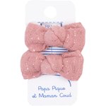 Pasador clic-clac lazos gasa lurex rosa polvoriento - PPMC