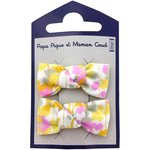 Barrettes clic-clac petits noeuds mimosa jaune rose - PPMC