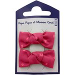 Small bows hair clips plumetis rose fuchsia - PPMC