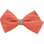 Double cross bow hair slide small coral lurex gauze - PPMC