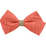 Double cross bow hair slide small coral lurex gauze - PPMC