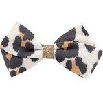 Double cross bow hair slide small leopard - PPMC