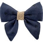 Mini bow tie clip blue english embroidery - PPMC