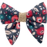Mini bow tie clip camelias rubis - PPMC