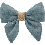 Mini bow tie clip gaze pois or bleu gris - PPMC
