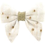 Mini bow tie clip gaze pois or écru - PPMC