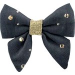 Mini bow tie clip gaze pois or marine - PPMC