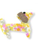 Basset hound hair clip mimosa jaune rose - PPMC