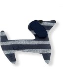 Basset hound hair clip striped silver dark blue - PPMC
