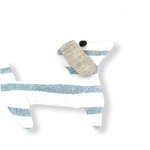 Basset hound hair clip striped blue gray glitter - PPMC