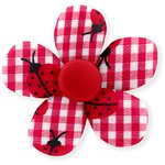 Pasador mini flor cuadros vichy rojo y mariquitas - PPMC