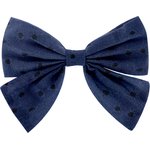 Bow tie hair slide blue english embroidery - PPMC