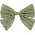 Bow tie hair slide almond green with golden dots gauze - PPMC