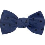 Small bow hair slide blue english embroidery - PPMC