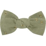 Small bow hair slide almond green with golden dots gauze - PPMC