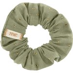 Small scrunchie almond green with golden dots gauze - PPMC