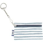 Keyring  wallet striped blue gray glitter - PPMC