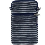Quilted phone pocket striped silver dark blue - PPMC