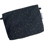 Tiny coton clutch bag gaze pois or marine - PPMC
