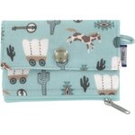 zipper pouch card purse bleu western - PPMC