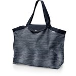 Tote bag with a zip striped silver dark blue - PPMC