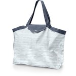 Tote bag with a zip striped blue gray glitter - PPMC