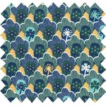 Cotton fabric geometrical flowers green  yellow ex1071 - PPMC