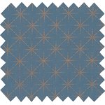 Tissu coton au mètre etoiles cuivrées bleu jean ex1102 - PPMC