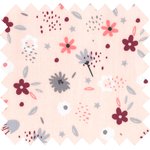 Tissu coton au mètre ex2219 fleurs gris rose - PPMC