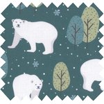 Cotton fabric ex2244 blue green polar bears - PPMC
