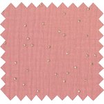 Cotton Fabric ex2268 gaze pois or rose foncé - PPMC