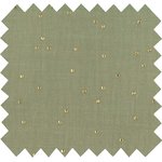 Tela  algodón gasa de algodon verde almendra con puntos dorados - PPMC