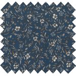 Coated fabric white and navy little flowers ex1112 - PPMC