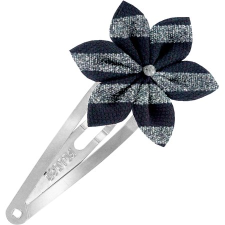 Star flower hairclip striped silver dark blue