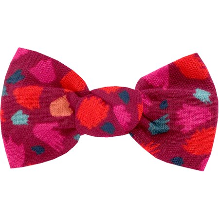 Small bow hair slide pompons cerise