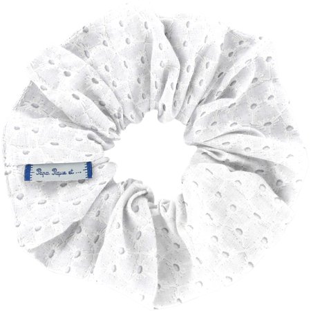 Chouchou broderie anglaise blanche