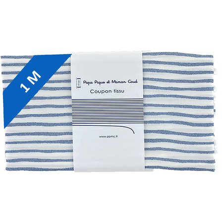 1 m fabric coupon striped blue gray glitter