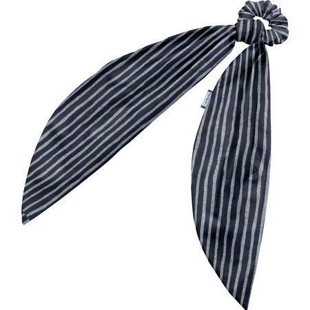 Long tail scrunchie striped silver dark blue
