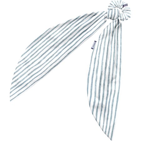 Long tail scrunchie striped blue gray glitter