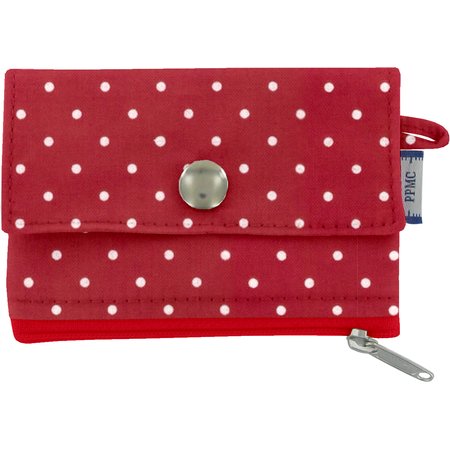 zipper pouch card purse red spots