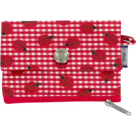 zipper pouch card purse ladybird gingham