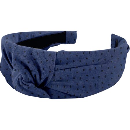 Large Crossed Headband blue english embroidery