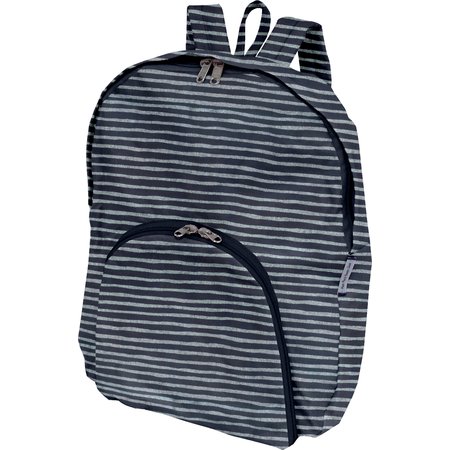 Foldable rucksack  striped silver dark blue