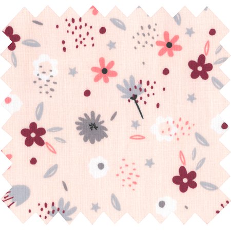 Cotton fabric ex2219 grey and pink flowers