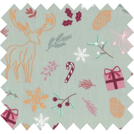 Cotton fabric ex2242 pink green gifts